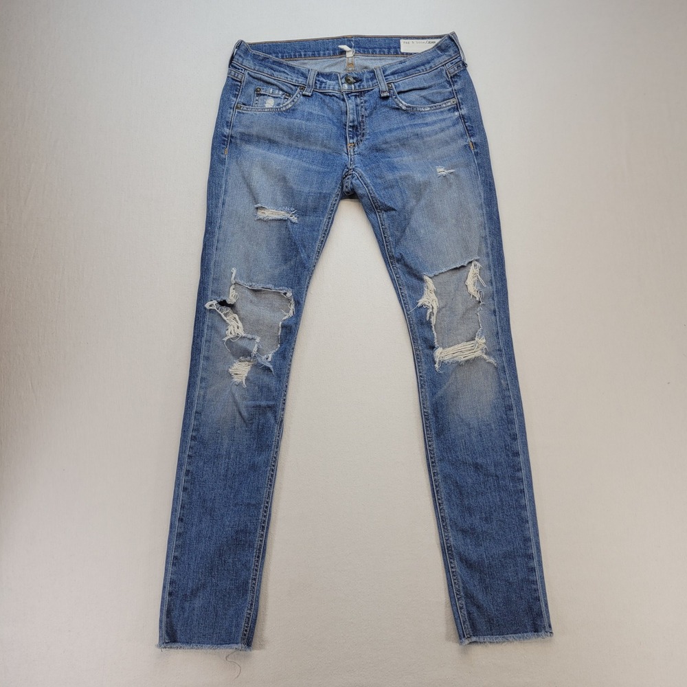 Rag & Bone Dre Jeans Women 25 Blue‎ Slim Boyfriend Distressed Denim